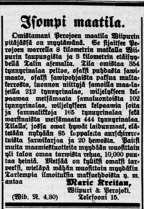 Перойоен хови имение 1899 Мария Крейтан продажа имения.jpg