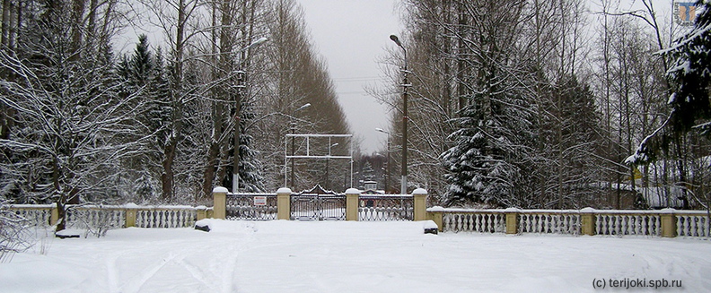Главные ворота пионерлагеря «Восток-6» со стороны ул. Уютной, январь 2009 г.