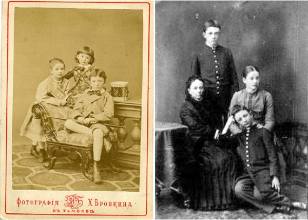Чичерины. слева Николай (в кресле), Софья и Георгий 1870е. спр. Николай (стоит), Софья и Георгий с матерью 1890е.jpg