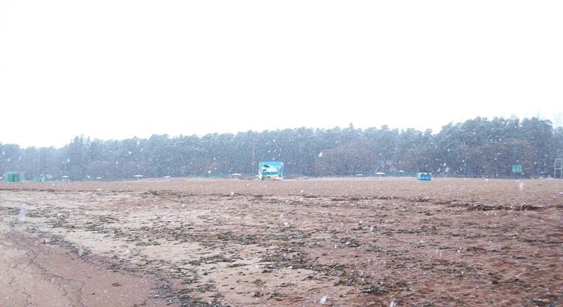 Это снегопад шестого утром. Как раз в это время начали звонить колокола православного храма. Всё вместе - пустынный берег, шорох волн, хлопья снега и колокольный звон - душу привело в непередаваемое состояние. До слёз...