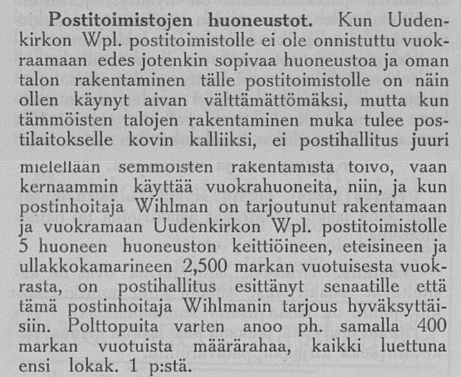 почта Уусикиркко 1908 постройка новой почты.jpg