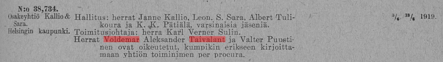 Kallio &amp; Sara Oy