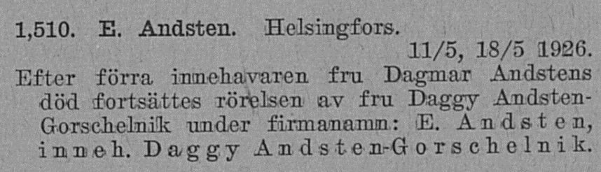 Дагги Горшельник унаследовала фирму 1926.jpg