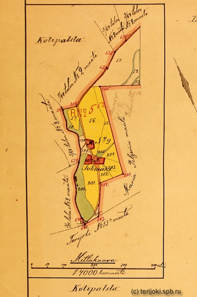 Карта межевания участков 1903-1904 гг., фрагмент - Карта межевания участков 1903-1904 гг., фрагмент Kellomaki_church_map2-2.jpg