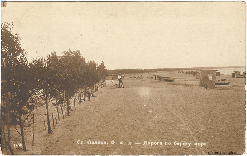 Открытка, отправленная в сентябре 1913 г. из Оллила в С.-Петербург. Иллюстративная сторона открытки - дорога по берегу моря в Оллила.
(с) Из коллекции ККК kkk_Ollila_SPb_1913-03a.jpg