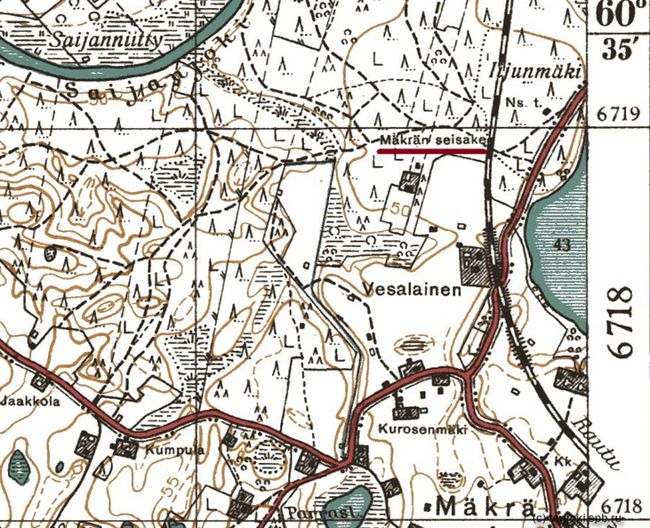 Фрагмент карты 1934 г. издания с изображением остановочного пункта Мякря (подчёркнуто) - Фрагмент карты 1934 г. издания с изображением остановочного пункта Мякря (подчёркнуто)
Фото: Д. Верёвкин, 28 мая 2012 г. map_Makra.jpg