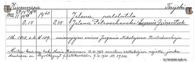 Архивная карточка на участок 14-60 в Терийоки
Источник: Провинциальный архив г. Миккели narc_Terijoki_14-60.jpg