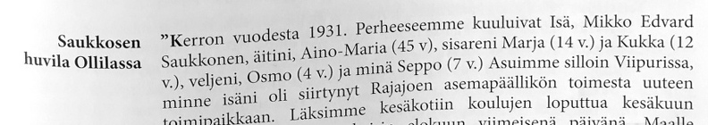 На 1931 год бывшая вилла Денисова в Оллила принадлежала семье Микко Саукконена.
Из книги Ulla Kervinen ”Terijoen Kuokkalan juurilla”. Ollila_Denisov_1931-3.jpg