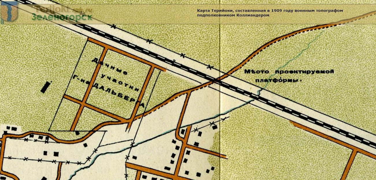дачи и ж-д платформа Дальберг на карте 1909.jpg