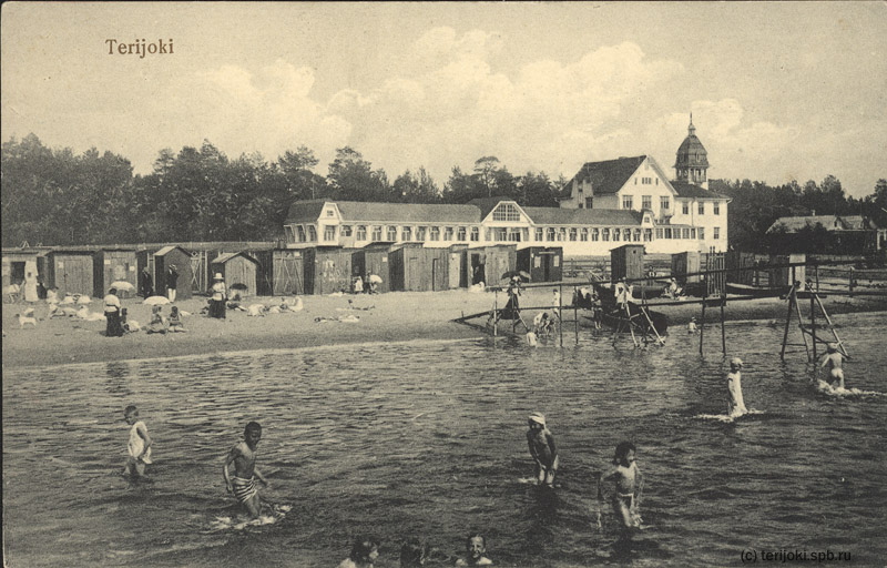 Пляж Терийоки, курорт «Казино» и яхт-клуб. Открытка изд. Сууронена, около 1913 года