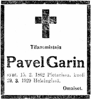 Pavel Garin nekrolog 1929-03-29