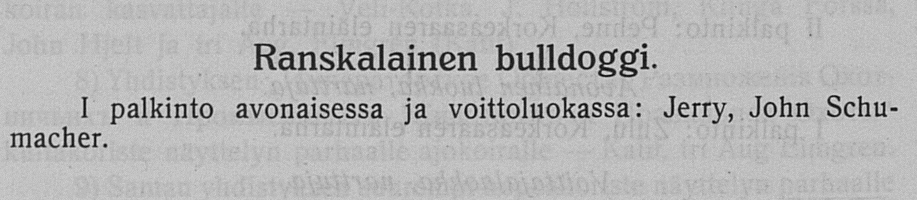 1911 Дж.А.Шумахер. франц.бульдог Джерри 1 место в 2х катег.