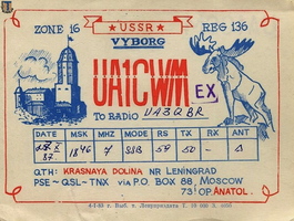 sr Карточка радиообмена любителя из Красной Долины 1987