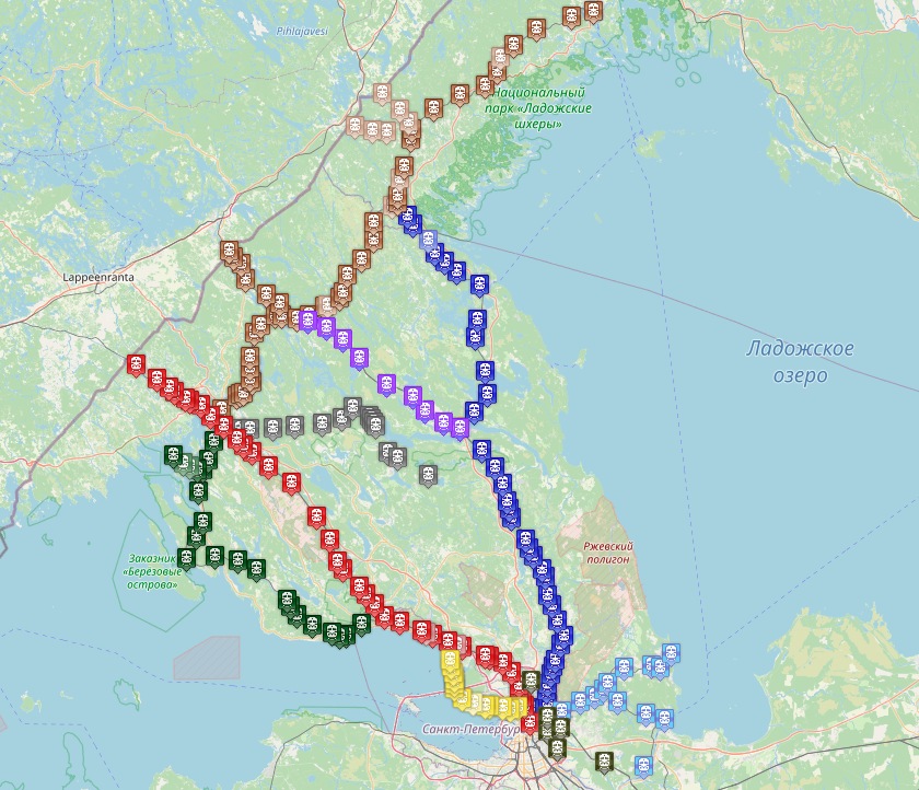 Интерактивная карта железных дорог Карельского перешейка